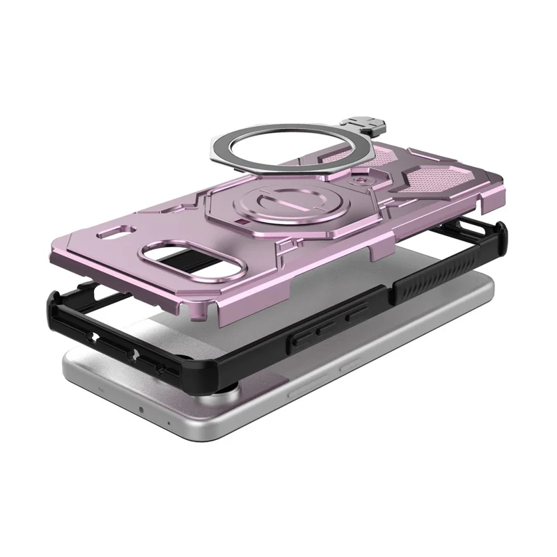 Funda Magnética para OnePlus Nord 4 con Soporte Metálico Giratorio Antigolpes PC + TPU - Rosa