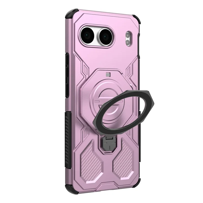 Funda Magnética para OnePlus Nord 4 con Soporte Metálico Giratorio Antigolpes PC + TPU - Rosa