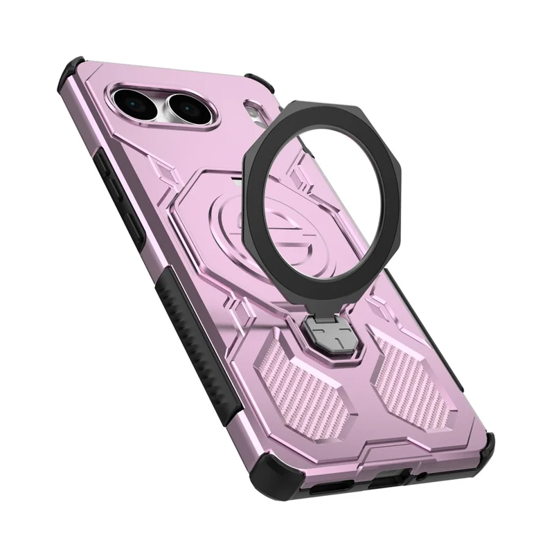 Funda Magnética para OnePlus Nord 4 con Soporte Metálico Giratorio Antigolpes PC + TPU - Rosa