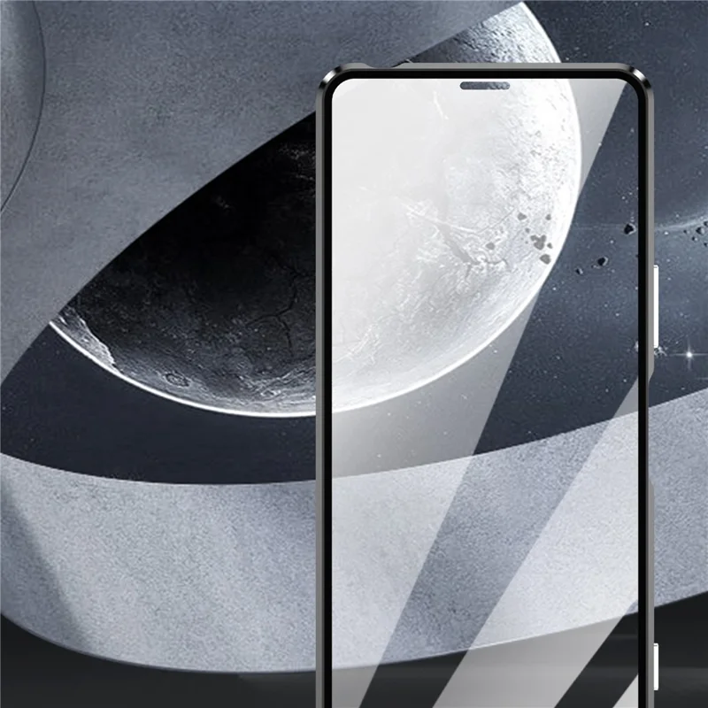 For Sony Xperia 1 VII Case Clear Tempered Glass + Metal + PC Back Magnetic Adsorption Phone Cover - Black