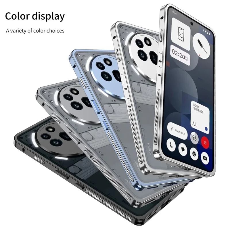 For Nothing Phone (3a) Pro  Bumper Cases Metal Frame Heat Dissipation Cover with Lens Protector - Black