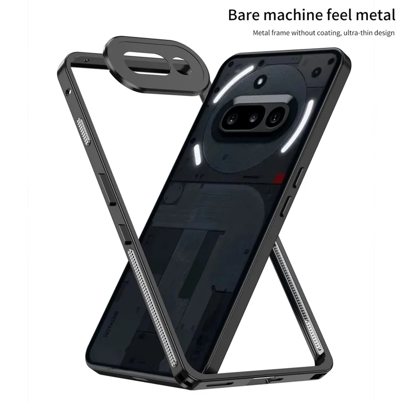 For Nothing Phone (3a) Bumper Cases Metal Frame Heat Dissipation Cover with Lens Protector - Black