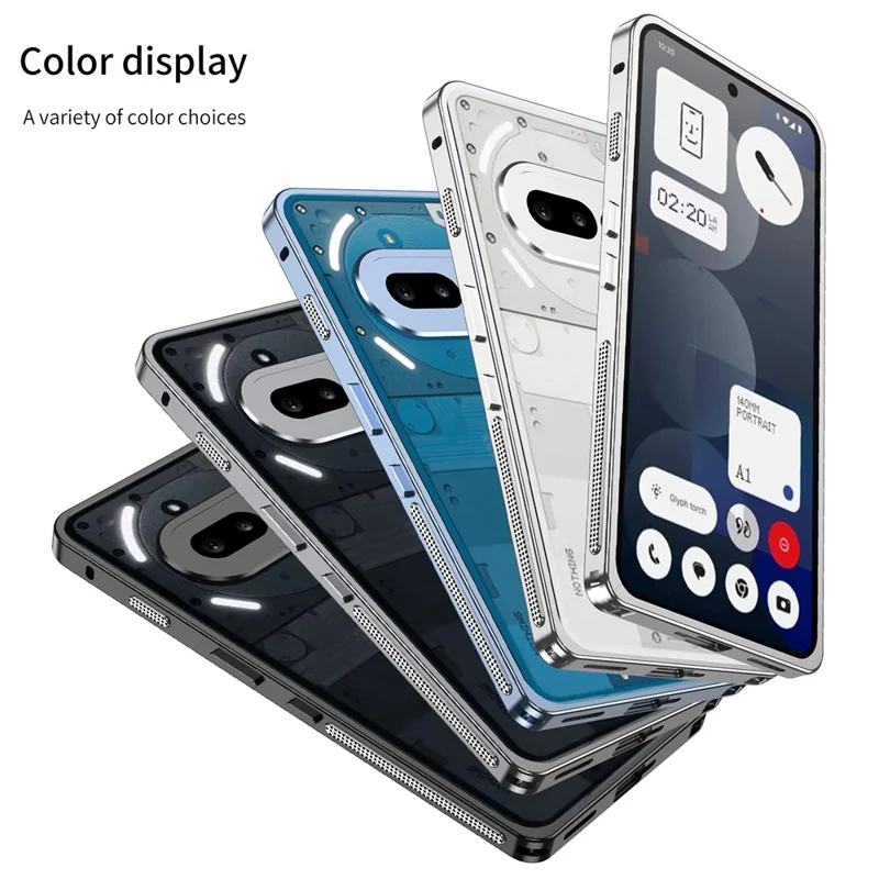 For Nothing Phone (3a) Bumper Cases Metal Frame Heat Dissipation Cover with Lens Protector - Black