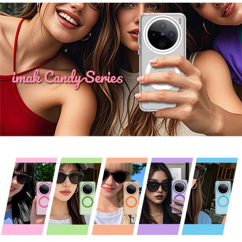 Funda IMAK para vivo X200 5G Compatible con MagSafe Color Caramelo Antideslizante TPU + PET - Negro