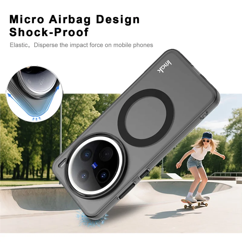 Funda IMAK para vivo X200 5G Compatible con MagSafe Color Caramelo Antideslizante TPU + PET - Negro
