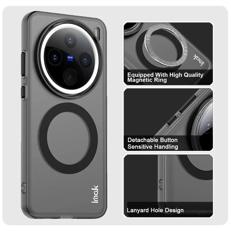 Funda IMAK para vivo X200 5G Compatible con MagSafe Color Caramelo Antideslizante TPU + PET - Negro