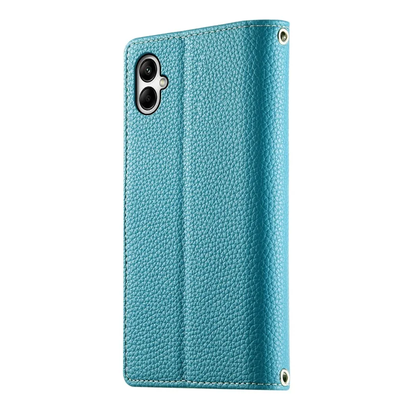 Für Samsung Galaxy A05 4G Hülle Reißverschluss Geldbörse Farbsplitting Leder Flip Handyhülle mit Trägern - Seeblau