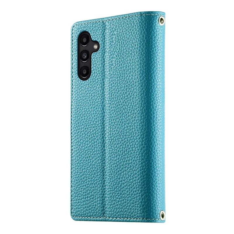 Capa para Samsung Galaxy A15 5G / 4G Carteira com Zíper, Divisão de Cores em Couro, Flip com Alças - Azul Lago