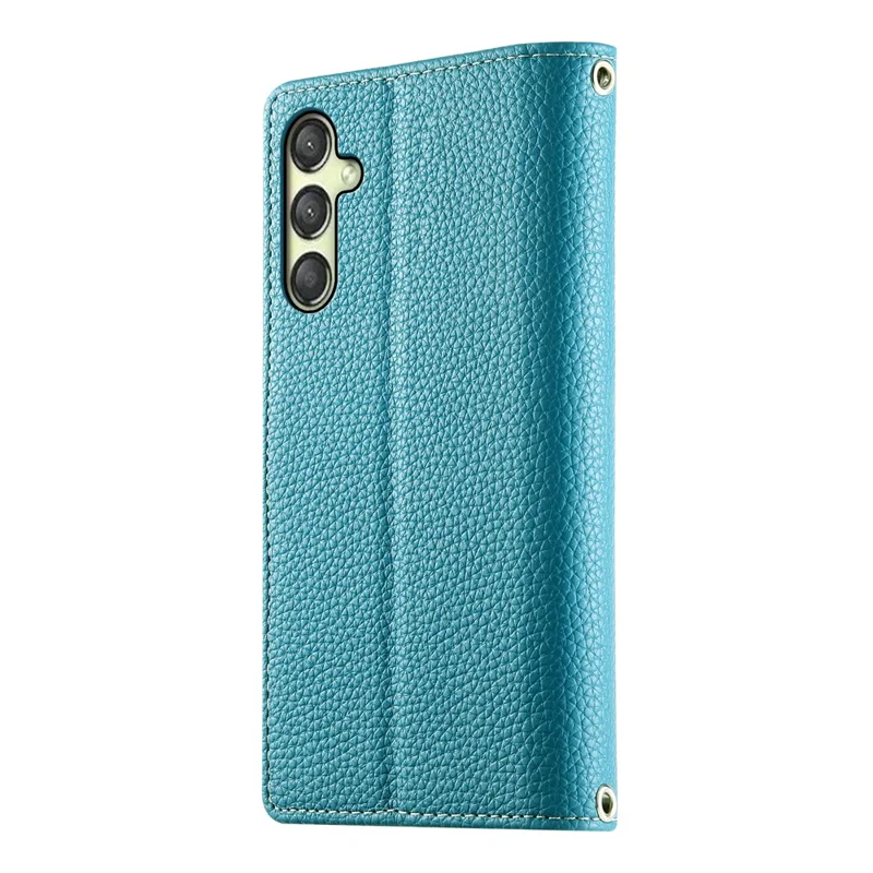 Per Samsung Galaxy A25 5G (Global) (161,0 mm) Custodia Portafoglio Zip Colore Splicing Pelle Flip Cover con Cinturini - Blu Lago