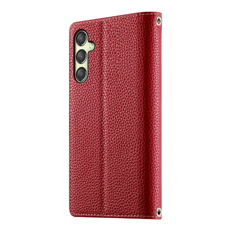 For Samsung Galaxy A25 5G (Global) (161.0mm) Case Zipper Wallet Color Splicing Leather Flip Phone Cover with Straps - Red