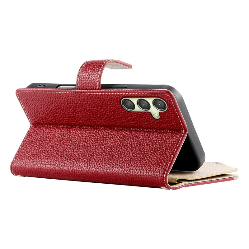 For Samsung Galaxy A25 5G (Global) (161.0mm) Case Zipper Wallet Color Splicing Leather Flip Phone Cover with Straps - Red