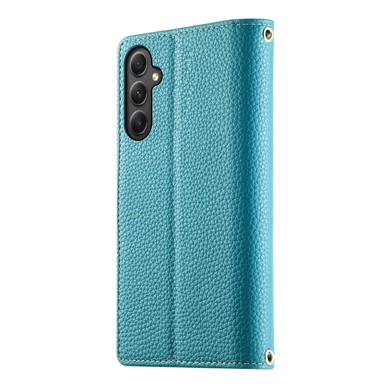 Capa para Samsung Galaxy A35 5G Carteira com Zíper, Divisão de Cores em Couro, Flip para Celular com Alças - Azul Lago