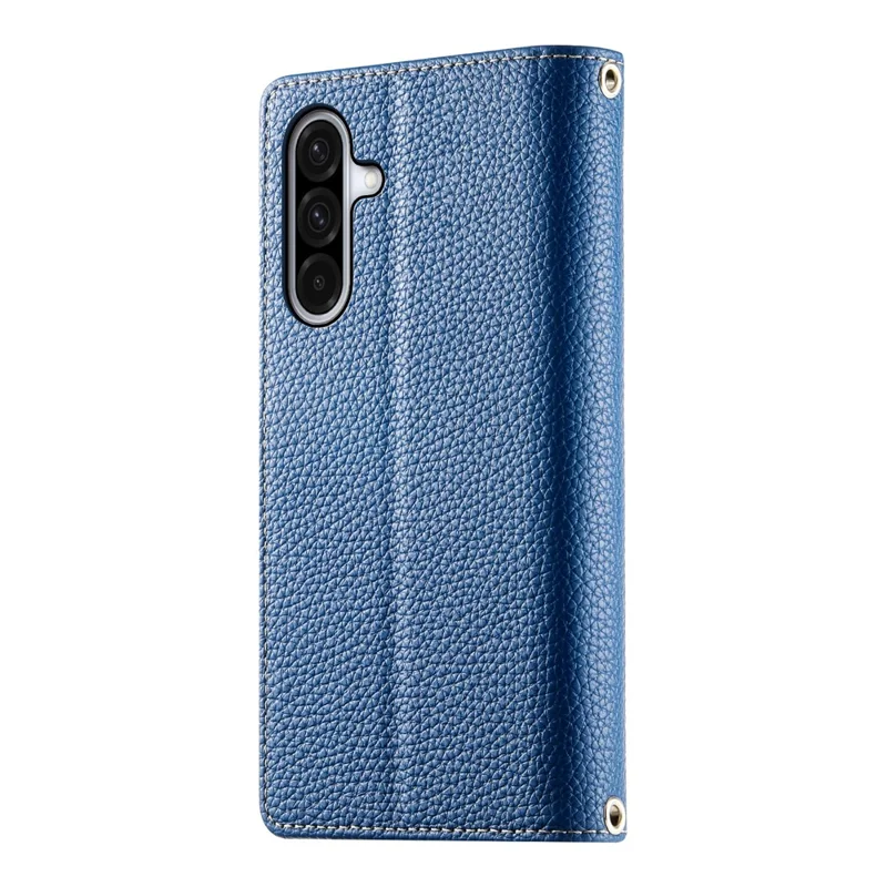 For Samsung Galaxy A36 5G Case Zipper Wallet Color Splicing Leather Flip Phone Cover with Straps - Dark Blue