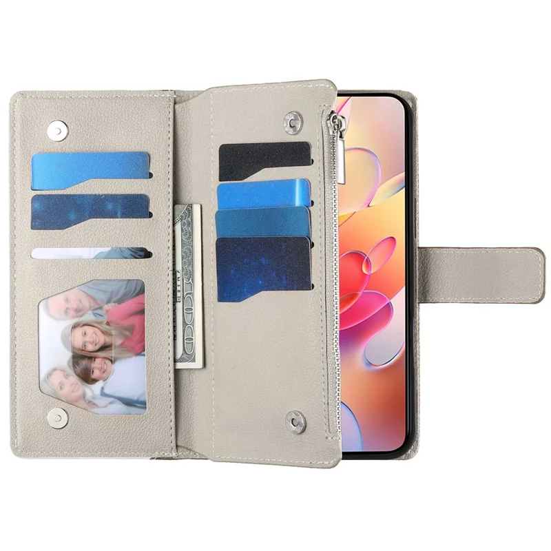 For Samsung Galaxy A36 5G Case Zipper Wallet Color Splicing Leather Flip Phone Cover with Straps - Dark Blue