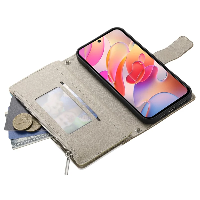 For Samsung Galaxy A36 5G Case Zipper Wallet Color Splicing Leather Flip Phone Cover with Straps - Dark Blue