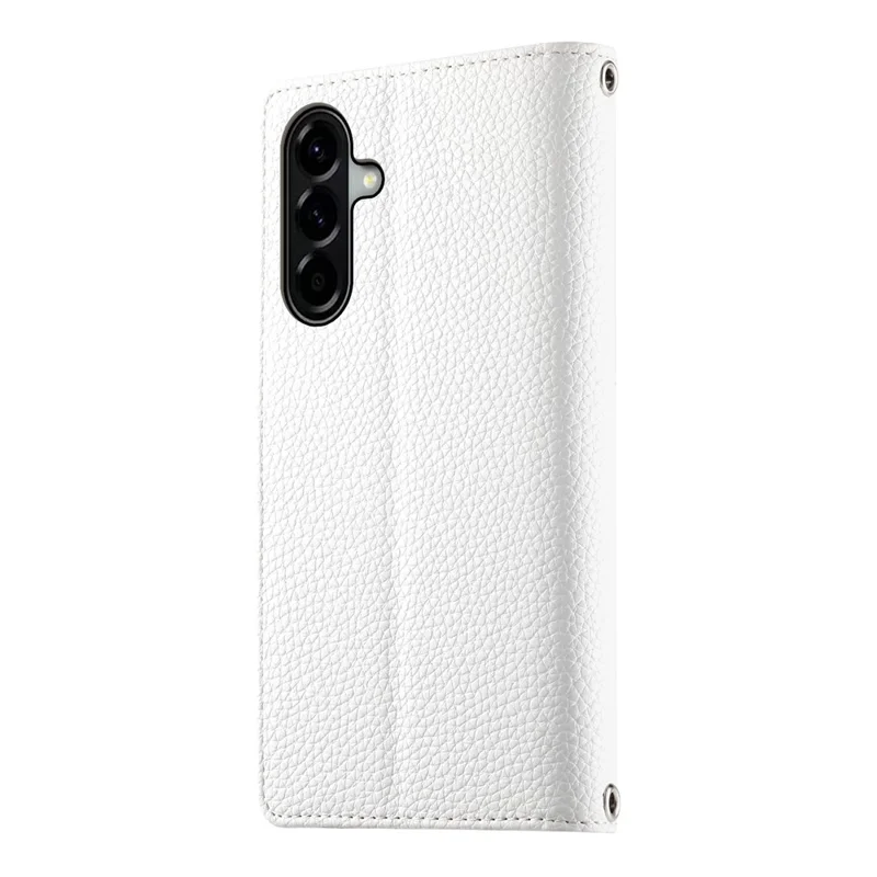 For Samsung Galaxy A56 5G Case Zipper Wallet Color Splicing Leather Flip Phone Cover with Straps - White