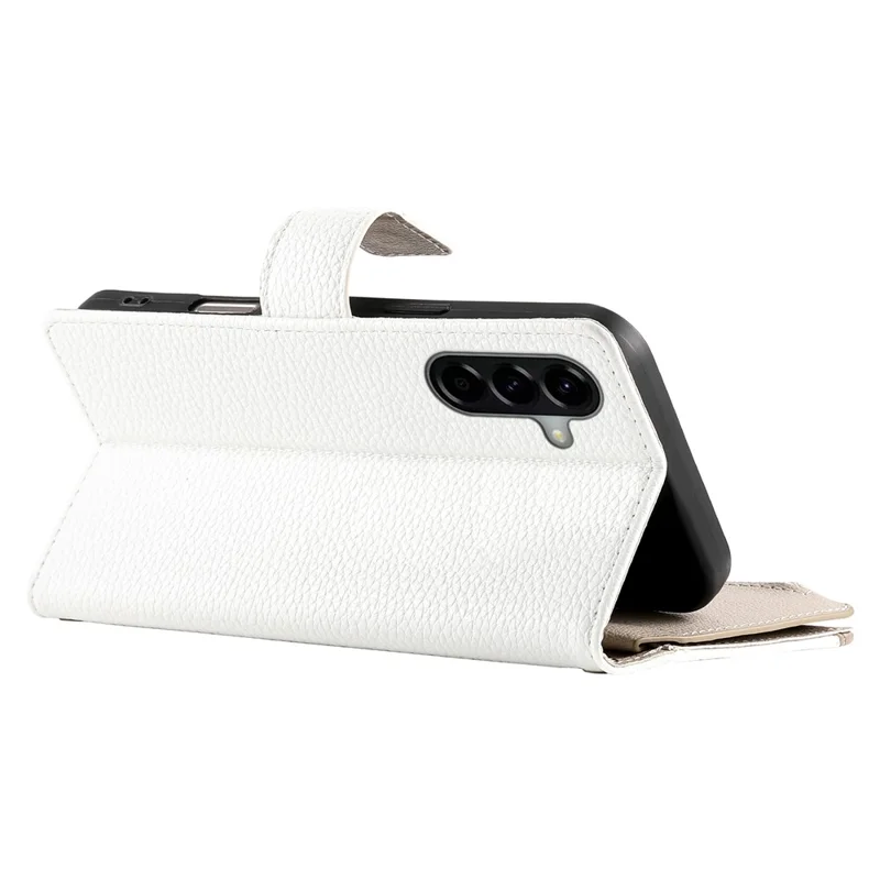 For Samsung Galaxy A56 5G Case Zipper Wallet Color Splicing Leather Flip Phone Cover with Straps - White