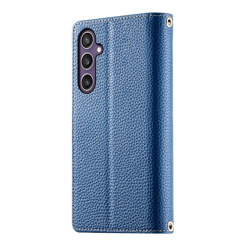 For Samsung Galaxy S25  /  S24 Case Zipper Wallet Color Splicing Leather Flip Phone Cover with Straps - Dark Blue
