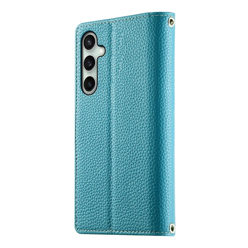 Capa para Samsung Galaxy S24 FE Carteira com Zíper Mistura de Cores Couro Flip Capa de Telefone com Alças - Azul Lago