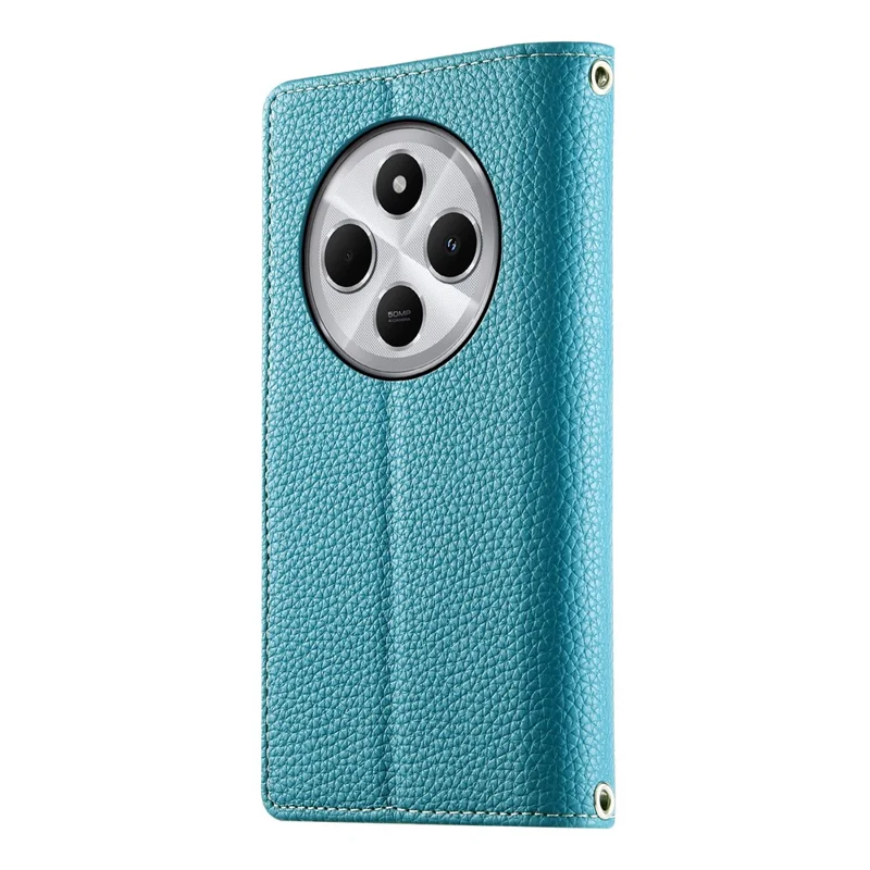 Custodia in pelle per Xiaomi Redmi 14C 4G / 14R 5G / A3 Pro 4G / A4 5G / Poco C75 4G Portafoglio con cerniera Colore a contrasto Custodia flip con cinturini - Blu lago
