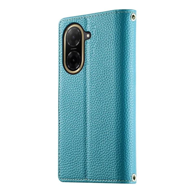 Per Xiaomi Redmi A5 4G (171,7mm) / Poco C71 4G Cover a Portafoglio con Cerniera, Schienale in Pelle a Contrasto di Colore con Laccetti - Blu Lago