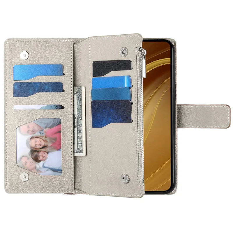 Per Xiaomi Redmi A5 4G (171,7mm) / Poco C71 4G Cover a Portafoglio con Cerniera, Schienale in Pelle a Contrasto di Colore con Laccetti - Blu Lago