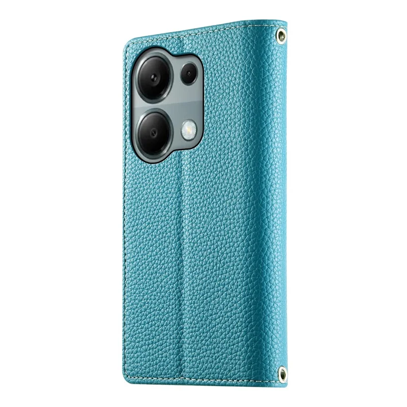 Pour Xiaomi Redmi Note 13 Pro 4G / Poco M6 Pro 4G Étui Portefeuille à Fermeture Éclair Bicolore en Cuir avec Lanières - Bleu Lac