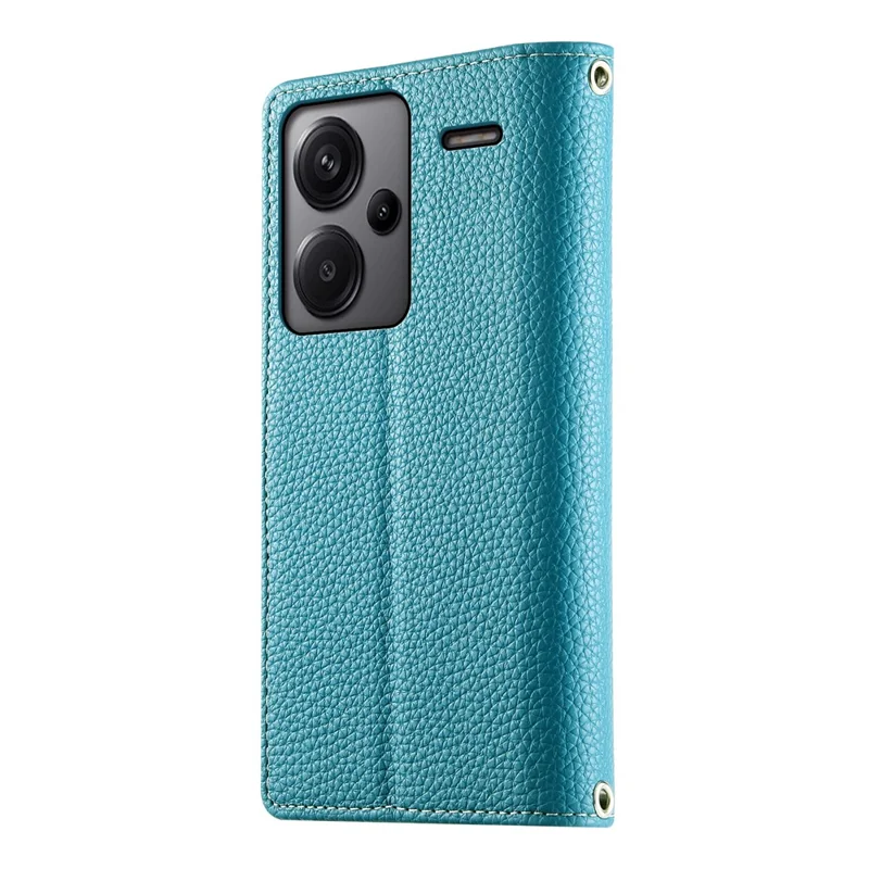 Für Xiaomi Redmi Note 13 Pro+ 5G Hülle Reißverschlusstasche Farbsplitter Leder Klapphülle mit Riemen - Seeblau