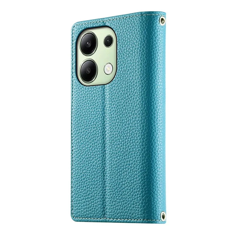 Cover a portafoglio con cerniera per Xiaomi Redmi Note 13 4G - Colore bicolore con laccetto, in pelle blu lago