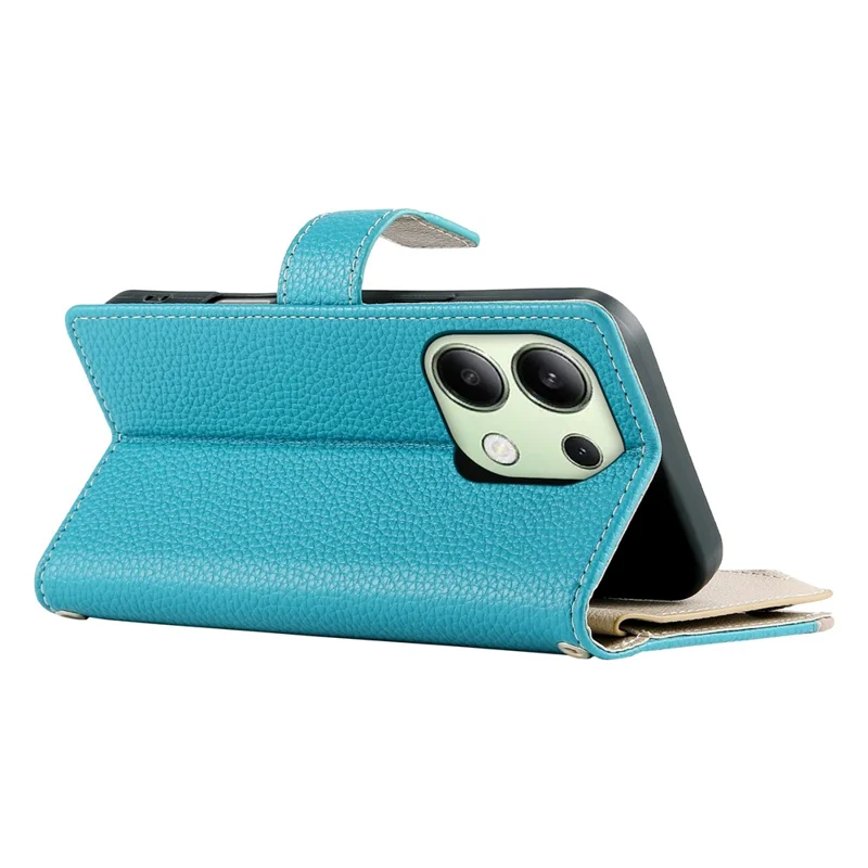 Cover a portafoglio con cerniera per Xiaomi Redmi Note 13 4G - Colore bicolore con laccetto, in pelle blu lago