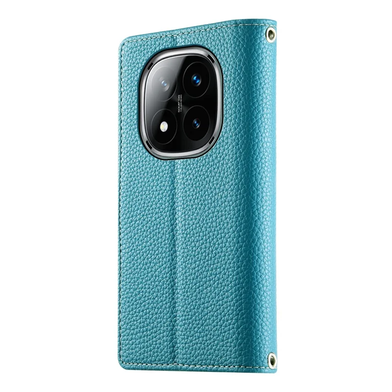 For Xiaomi Redmi Note 14 Pro 4G Case Zipper Wallet Color Splicing Leather Flip Phone Cover with Straps - Lake Blue
