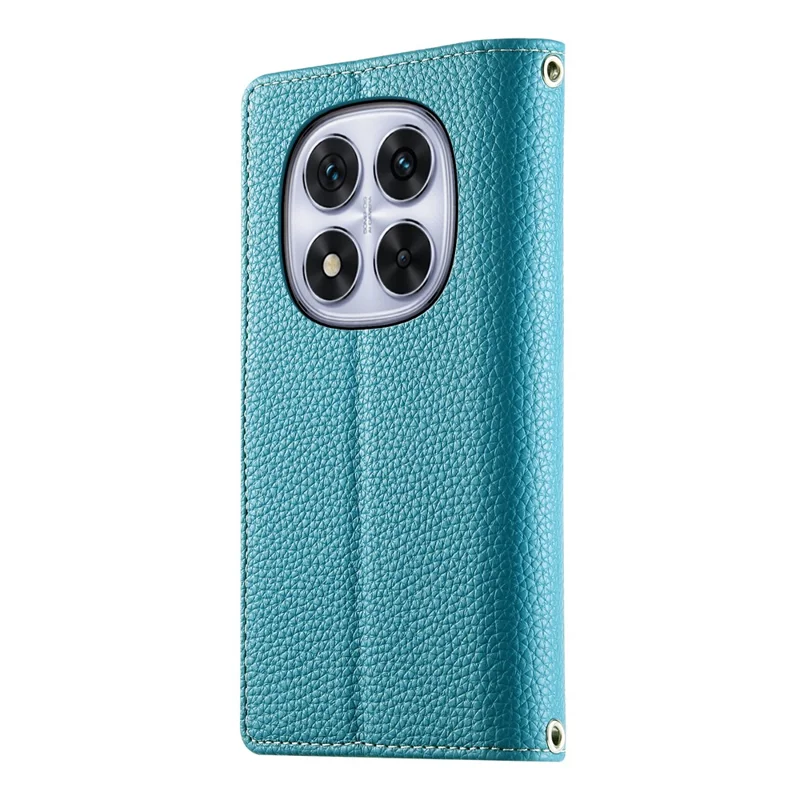 Cover a portafoglio con cerniera per Xiaomi Redmi Note 14 Pro 5G - Design a contrasto, colore blu lago, con cinghiette