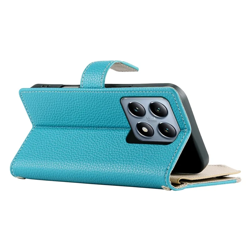 For Xiaomi 14T Pro Case Zipper Wallet Color Splicing Leather Flip Phone Cover with Straps - Lake Blue