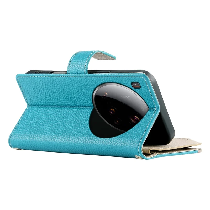 For Xiaomi 15 Ultra Case Zipper Wallet Color Splicing Leather Flip Phone Cover with Straps - Lake Blue