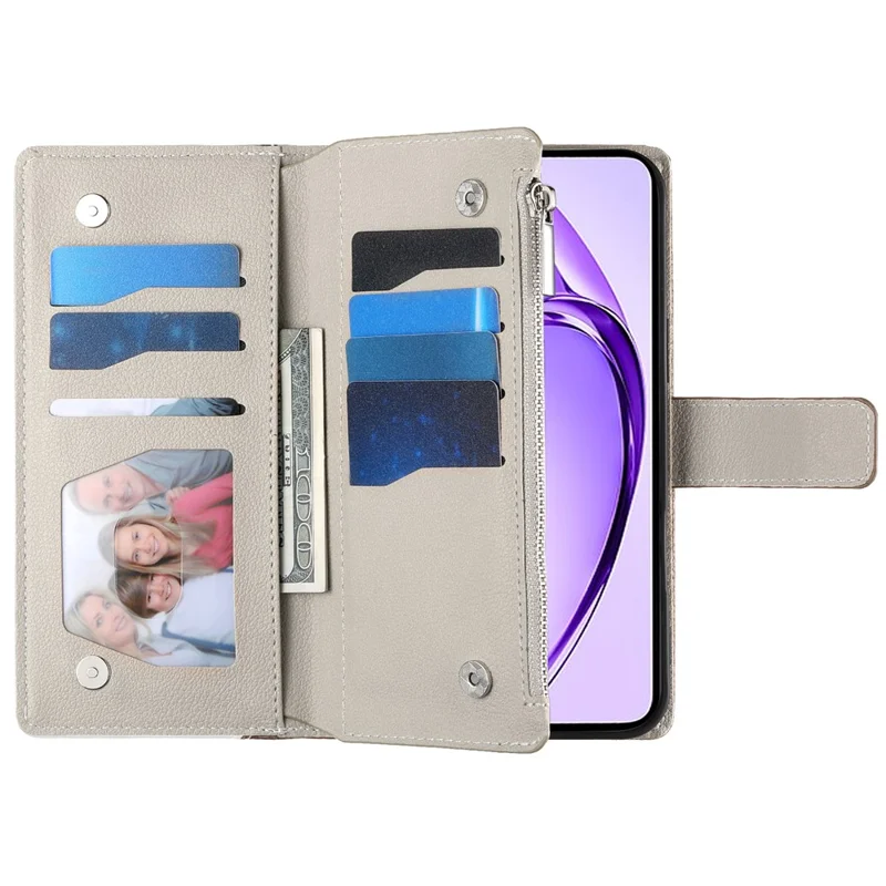 Leather Case For Oppo A5 Pro 5G (Global)  /  4G (Global)  /  A5 Energy 5G (China) Zipper Wallet Color Splicing Flip Phone Cover with Straps - Lake Blue