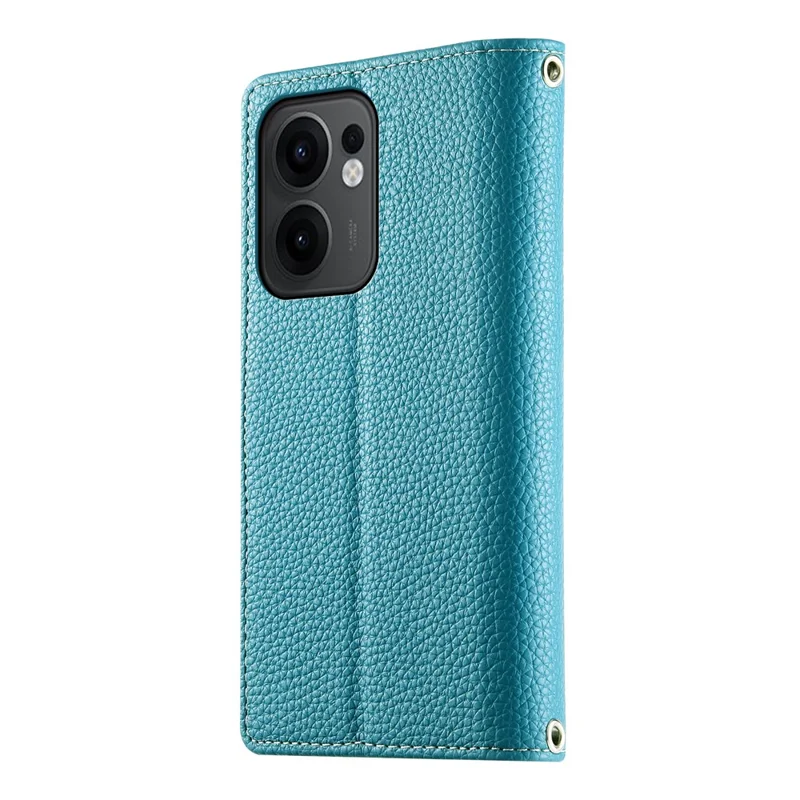 For Oppo Reno13 F 5G Case Zipper Wallet Color Splicing Leather Flip Phone Cover with Straps - Lake Blue