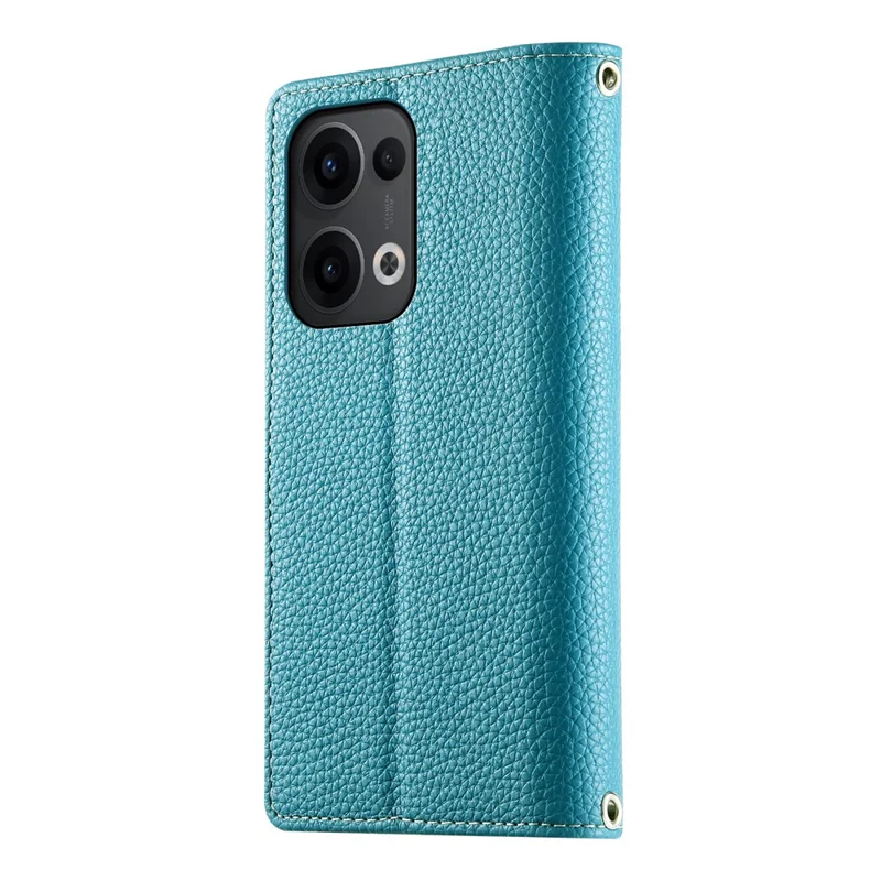 Cover a portafoglio con cerniera per Oppo Reno13 5G (Globale) - Colore bicolore in pelle con laccetti - Blu lago