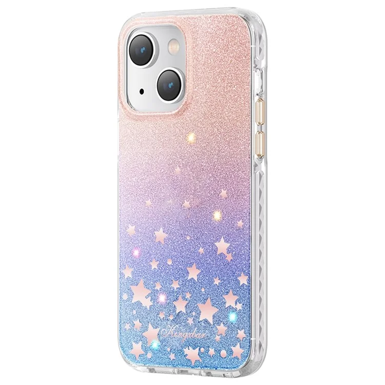 KINGXBAR Sparkle Glitters Phone Cover for iPhone 14 Plus Hard PC+PET IMD Anti-Yellow Phone Shell Rhinestone Decorated Shockproof Case - Colorful Stars