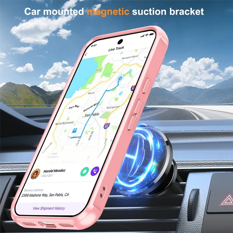 Phone Case For Google Pixel 10 Pro  /  10  /  9 Pro  /  9 Compatible with MagSafe Ring Holder Kickstand TPU + PC Cover - Pink