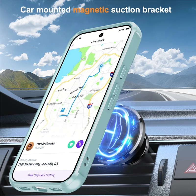 Phone Case For Google Pixel 10 Pro  /  10  /  9 Pro  /  9 Magnetic Case Ring Holder Kickstand TPU + PC Cover - Lake Blue