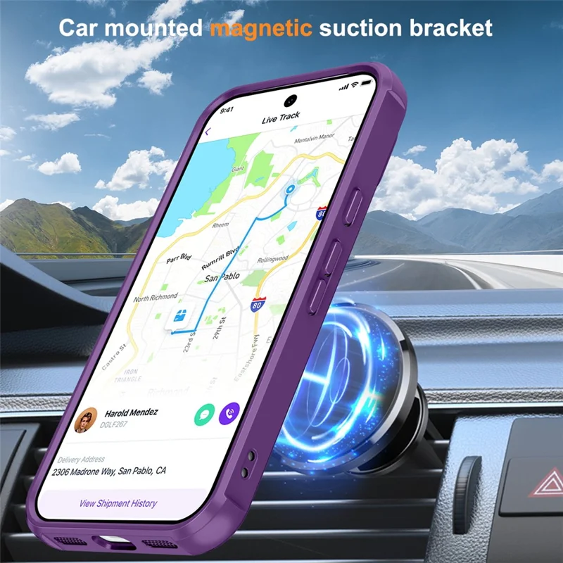 Phone Case For Google Pixel 10 Pro  /  10  /  9 Pro  /  9 Magnetic Case Ring Holder Kickstand TPU + PC Cover - Purple