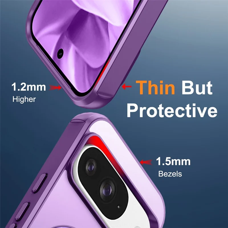 Phone Case For Google Pixel 10 Pro  /  10  /  9 Pro  /  9 Magnetic Case Ring Holder Kickstand TPU + PC Cover - Purple