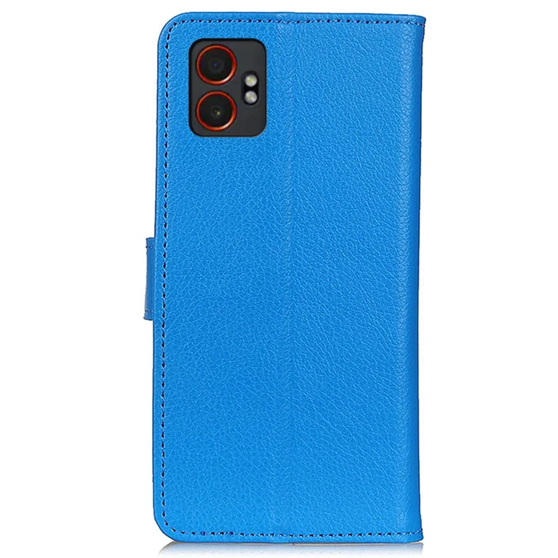 Capa Carteira para Samsung Galaxy XCover7 Pro em Couro PU com Textura de Couro de Lichia - Azul