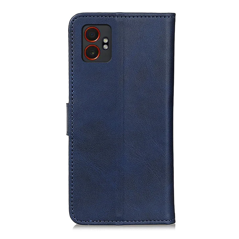 For Samsung Galaxy XCover7 Pro Case Cowhide Texture Leather Wallet Stand Phone Cover - Blue