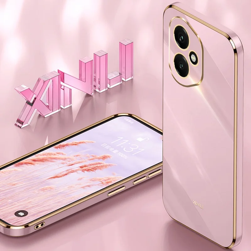 Capa XINLI para Honor 400 5G (Global) em TPU com Moldura Eletroplatinada - Roxa