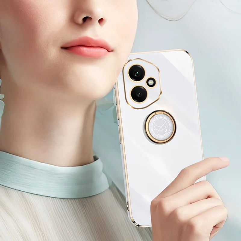 Capa XINLI para Honor 400 5G (Global) com Anel de Suporte e Revestimento Eletrolítico de TPU - Ciano