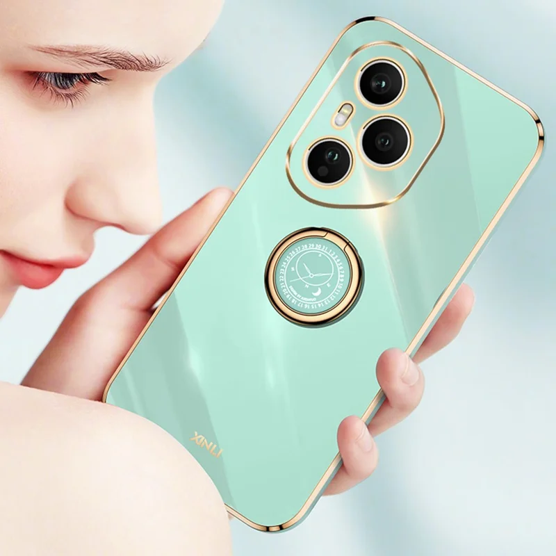 XINLI für Honor 400 Pro 5G (Global) Hülle mit Ringhalterung Elektrolytisch beschichtete TPU Handyhülle - Cyan