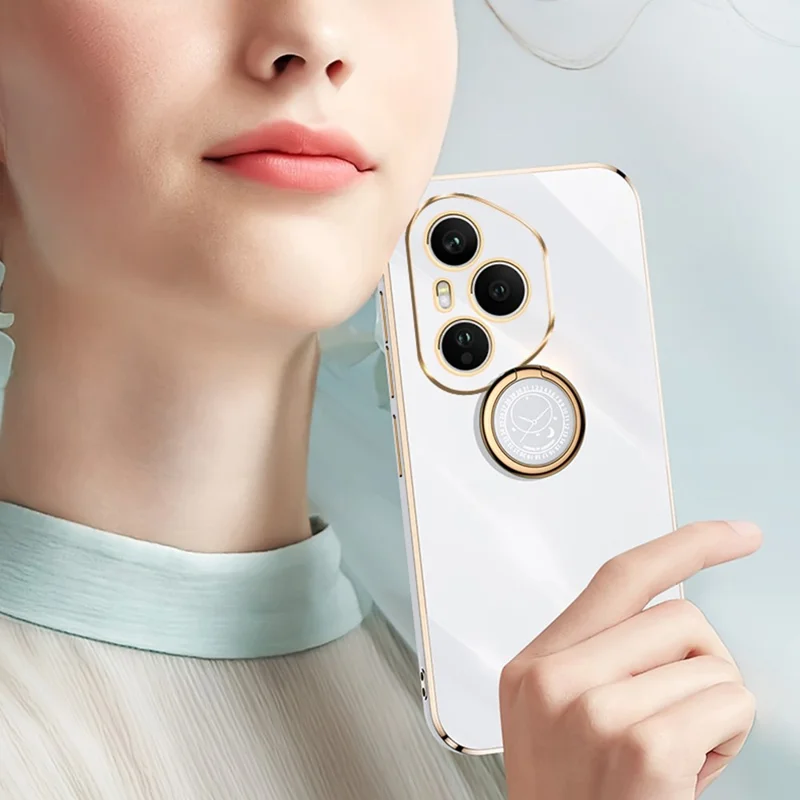 XINLI für Honor 400 Pro 5G (Global) Hülle mit Ringhalterung Elektrolytisch beschichtete TPU Handyhülle - Cyan