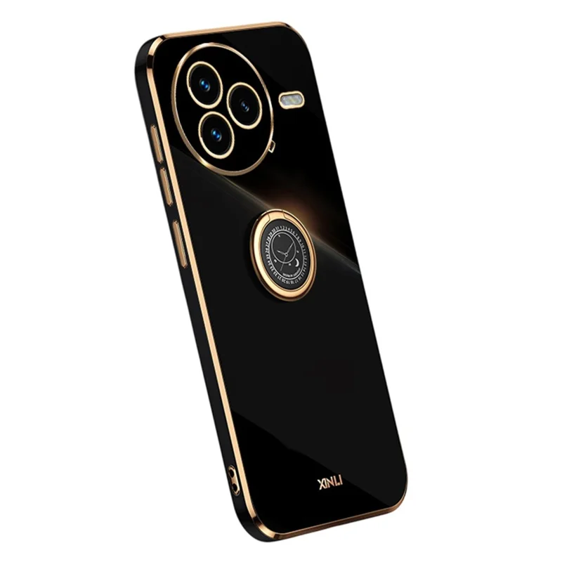 XINLI For Xiaomi Civi 5 Pro 5G Case Ring Kickstand Electroplating TPU Phone Cover - Black