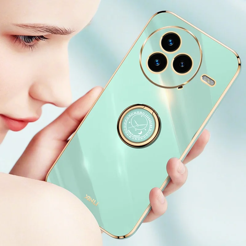 XINLI For Xiaomi Civi 5 Pro 5G Case Ring Kickstand Electroplating TPU Phone Cover - Black